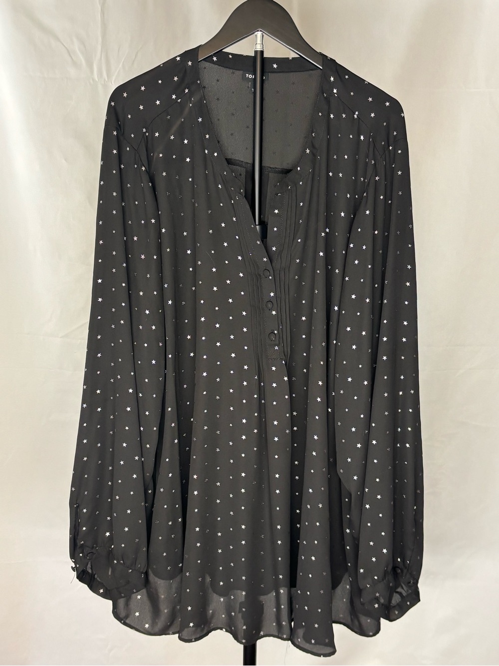 Torrid Black Star Print Peasant Blouse Top Shirt Plus Size